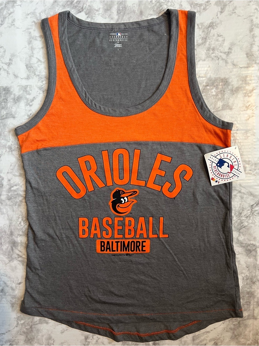Baltimore Orioles Baseball Women's Gray & Orange Tank Top